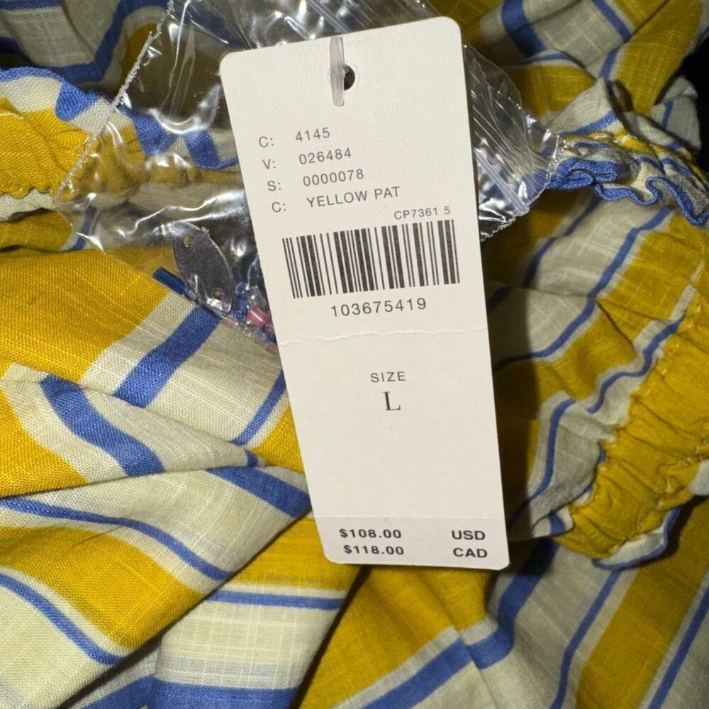 Celandine Sz L Copacabana Midi Skirt Rio Sunshine Stripe Parrot Anthropologie - Picture 7 of 7